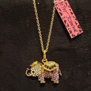 Gold and Purple Elephant Pendant Necklace